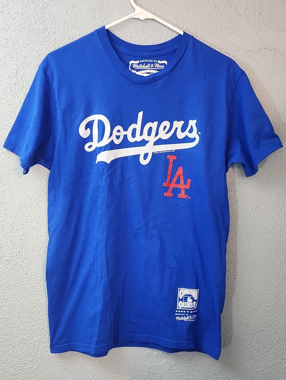 Mitchell & Ness Dodgers Blue Tee with White Script and Red LA Logo